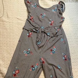 Striped floral romper